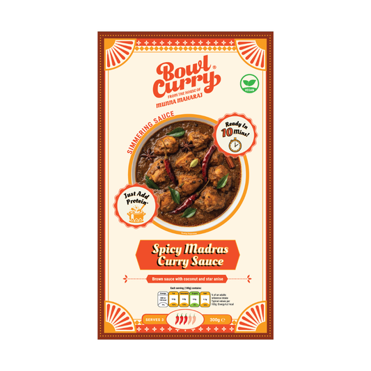 (Sample Only) Bowl Curry Spicy Madras Curry Sauce - Spicy Curry Mix for Veg or Meat, Use With Any Protein - 300g