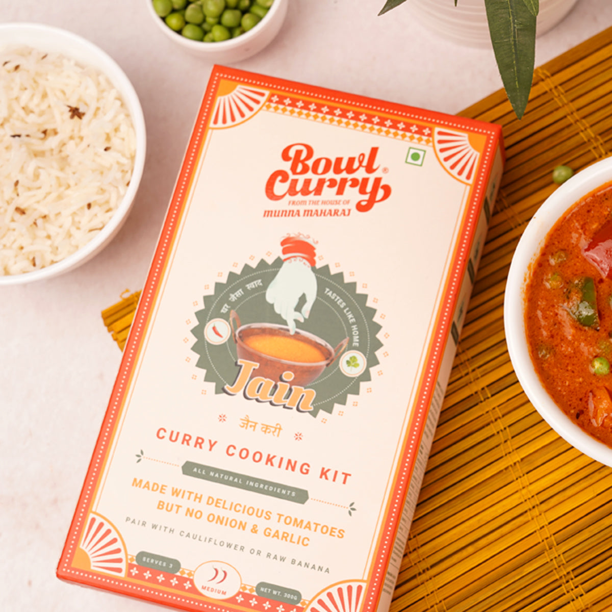 Bowl Curry Jain Masala - No Onion & Garlic Curry Mix, Veg Meal Kit for Any Protein - 300g