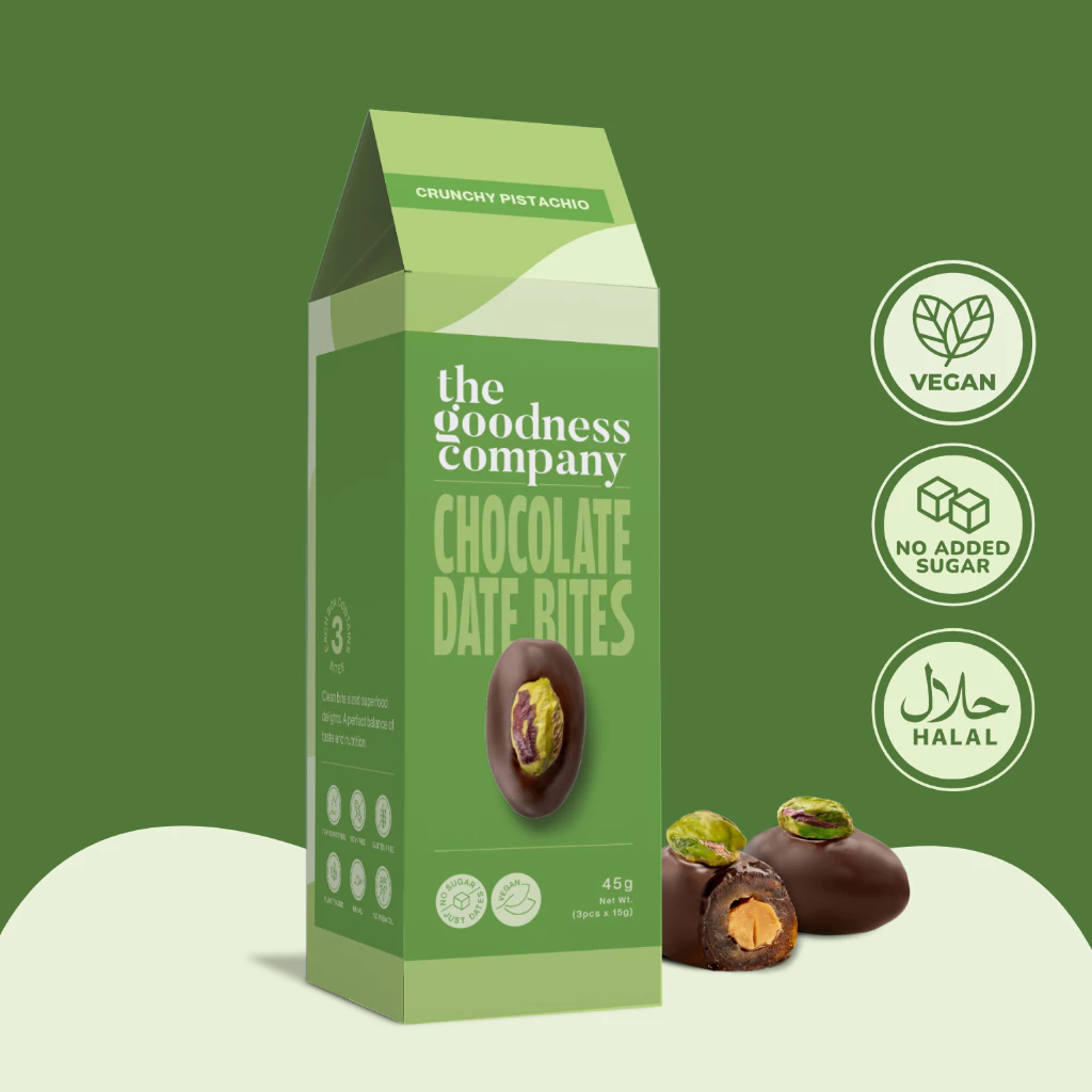 The Goodness Company Pistachio Chocolate Date Bites - 15g X 3 Pcs